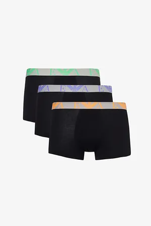 Emporio Armani Branded-waistband Pack of Three Stretch-cotton Trunks