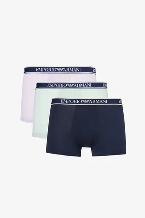 Emporio Armani Branded-waistband Pack of Three Stretch-cotton Trunks