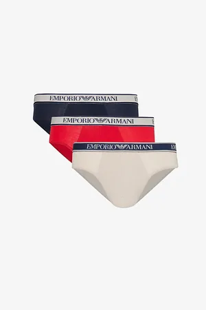Emporio Armani Branded-waistband Pack of Three Stretch-cotton Briefs
