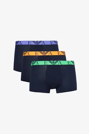 Emporio Armani Branded-waistband Pack of Three Stretch-cotton Trunks