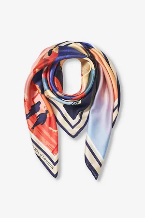 ASPINAL OF LONDON Graphic-print Branded Silk Scarf