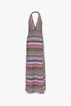 Missoni Chevron-pattern Halter-neck Knitted Maxi Dress