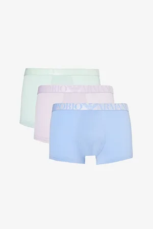 Emporio Armani Branded-waistband Pack of Three Stretch-organic-cotton Trunks