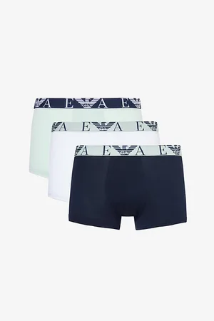 Emporio Armani Branded-waistband Pack of Three Stretch-cotton Trunks