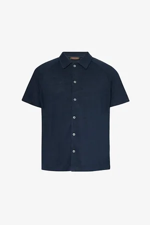 Oscar Jacobson Albin Marled-pattern Linen-blend Polo Shirt