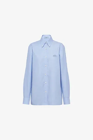 Prada Logo-embroidered Regular-fit Cotton Oxford Shirt