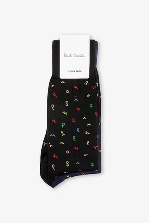 Paul Smith Letter-pattern Pack of Two Cotton-blend Socks