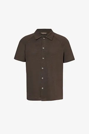 Oscar Jacobson Albin Marled-pattern Linen-blend Polo Shirt