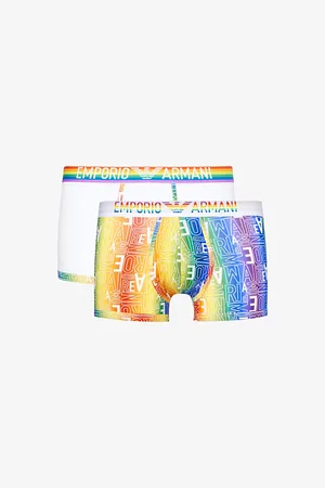 Emporio Armani Rainbow-logo Pack of Two Stretch-cotton Trunks