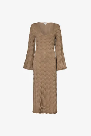 Pretty Lavish Ripple-knit Open-back Woven-blend Maxi Dress