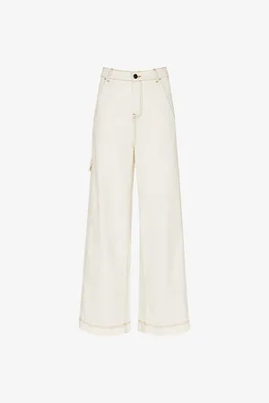 Whistles Patch-pocket Wide-leg Mis-rise Denim Jeans