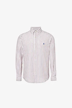 Ralph Lauren Stripe-pattern Brand-embroidered Linen Shirt