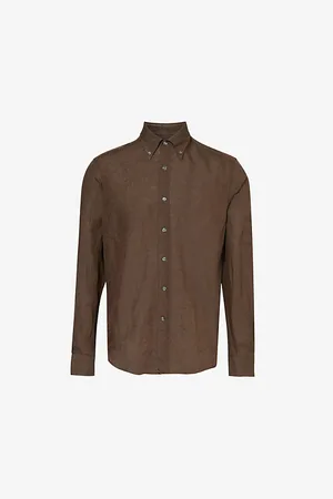 Oscar Jacobson Signature Button-down Collar Linen Shirt