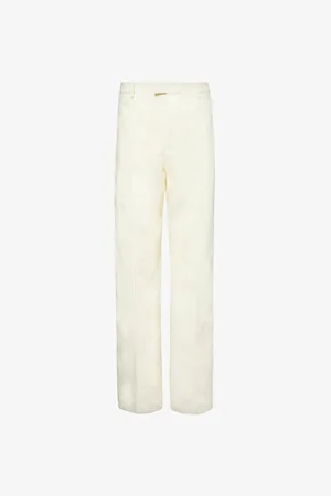 Bottega Veneta Perforated-trim Straight-leg High-rise Linen Trousers