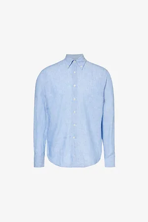 Oscar Jacobson Signature Button-down Collar Linen Shirt