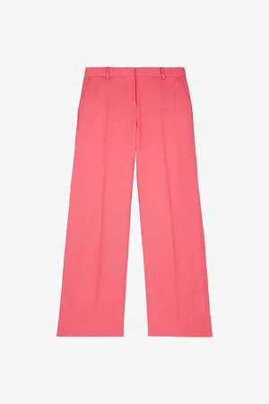 The Kooples Wide-leg High-rise Cotton-blend Trousers