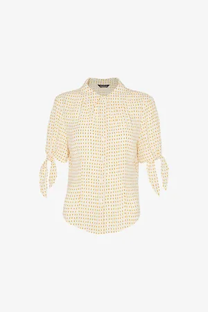 Whistles Oval Spot-print Tie-sleeve Woven Blouse