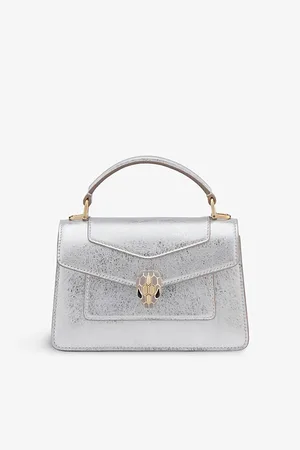 Bvlgari Serpenti Forever Mini Stud-embellished Leather Top-handle Bag