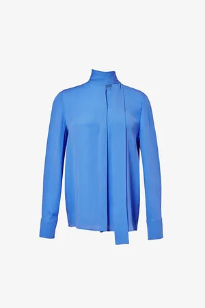 VALENTINO GARAVANI High-neck Long-sleeve Silk Shirt