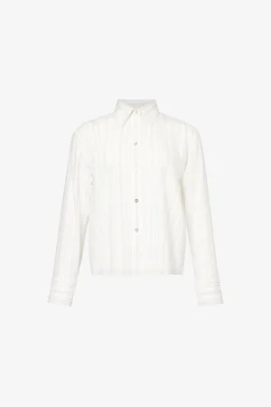 Vince Stripe-pattern Curved-hem Woven Shirt
