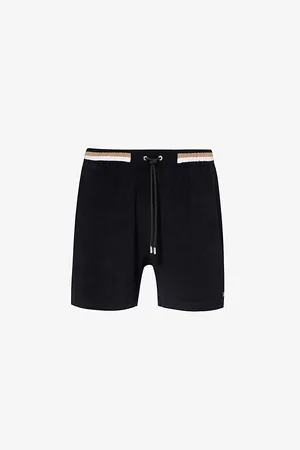 HUGO BOSS Stripe-trim Relaxed-fit Terry Cotton-blend Shorts