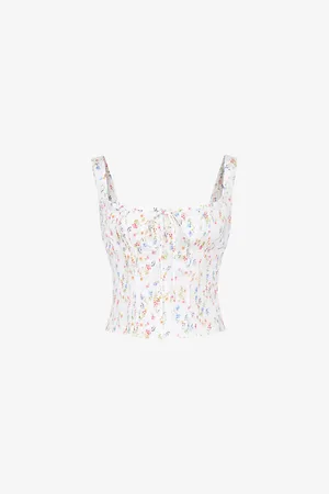 House Of Cb Chicca Floral-print Woven Corset Top