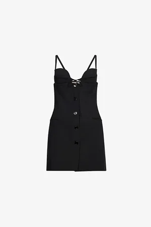 Nensi Dojaka Button-down Cut-out Crepe Mini Dress