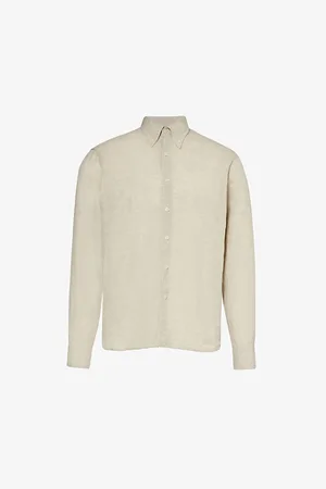 Oscar Jacobson Signature Button-down Collar Linen Shirt
