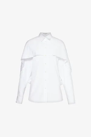 Stella McCartney Cape-overlay Relaxed-fit Cotton-poplin Shirt