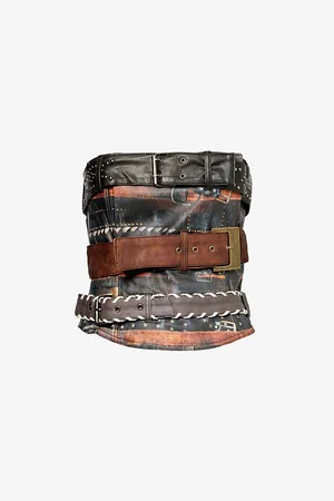 Jaded London Belt-embellished Cropped Woven Top
