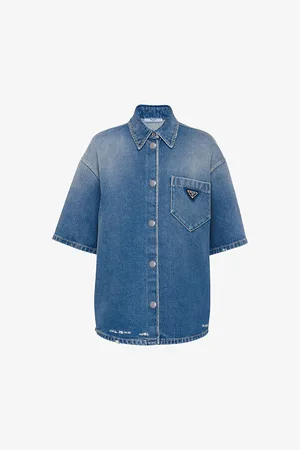 Prada Brand-plaque Relaxed-fit Denim Shirt