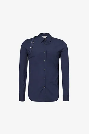 Alexander McQueen Harness-strap Tonal-panel Slim-fit Stretch-cotton Shirt