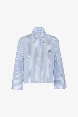 Prada Logo-embroidered Striped Slim-fit Cotton-blend Shirt