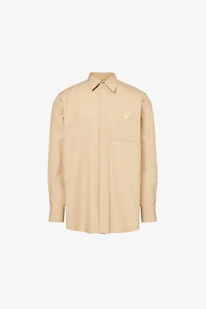 VALENTINO Branded-hardware Patch-pocket Regular-fit Cotton Shirt