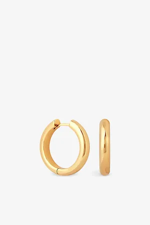 Astrid & Miyu Bold Large 18ct Yellow -plated Recycled-sterling Silver Hoop Earrings