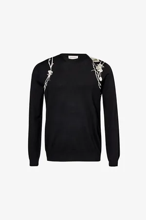 Alexander McQueen Embroidered Crewneck Wool Knitted Jumper