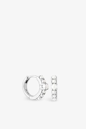 Astrid & Miyu Rhodium Recycled-sterling and Pearl Huggies