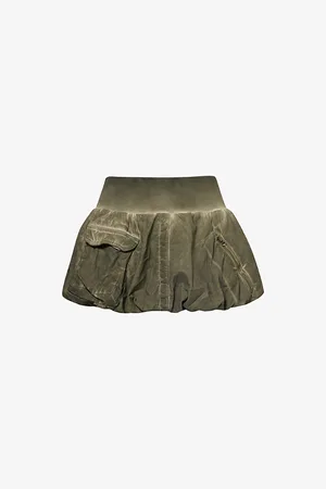 Jaded London Cargo-pocket Puffball-hem Cotton Mini Skirt