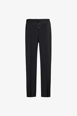 VALENTINO Brand-appliqué Tapered-leg Wool-blend Trousers