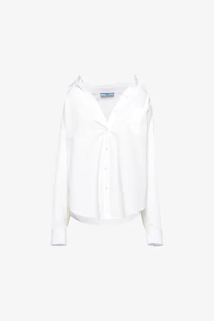 Prada Logo-embroidered Patch-pocket Oversized Cotton-poplin Shirt