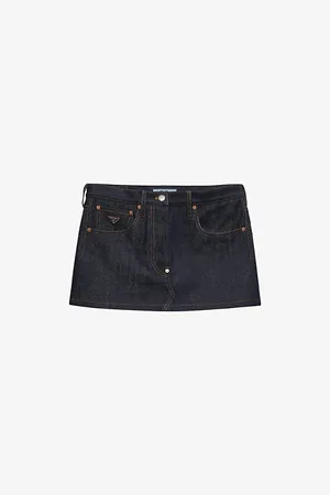 Prada Brand-plaque Low-rise Denim Mini Skirt
