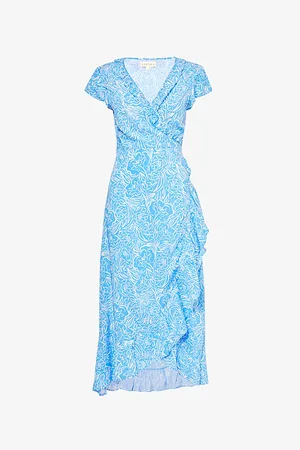 ASPIGA Demi Ruffle-trim Floral-print Woven Midi Wrap Dress