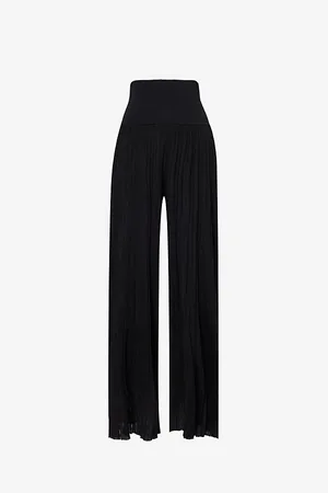 Alaïa Pleated Wide-leg Knitted Trousers