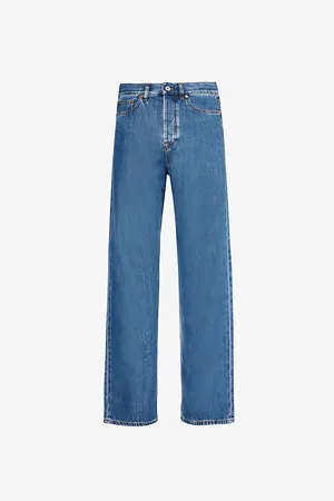 VALENTINO Brand-patch Contrast-stitch Regular-fit Straight-leg Jeans