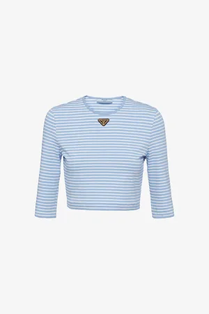 Prada Stripe-pattern Brand-plaque Cotton-jersey Top