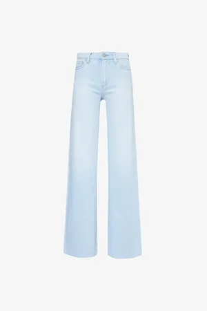 Paige Leenah Raw-hem Flared-leg Mid-rise Stretch-cotton Jeans