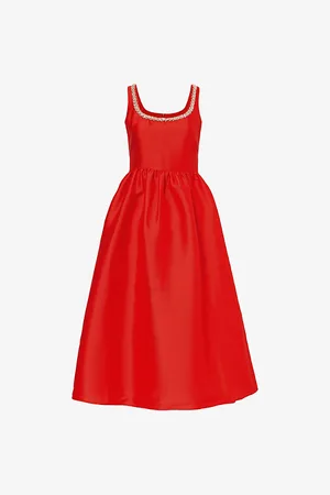 Self-Portrait Taffeta Gem-embellished Woven Midi Dress