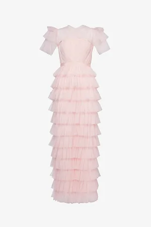 HUISHAN ZHANG Giuliana Tiered-hem Tulle Maxi Dress