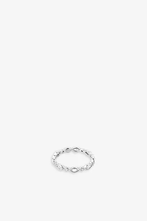 Astrid & Miyu Navette Rhodium-plated Recycled Sterling- and Zirconia Ring