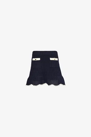 Self-Portrait High-rise Elasticated-waist Woven-blend Mini Skirt